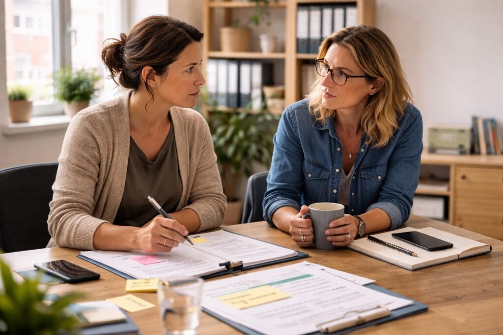 Teamgespräch zur Fallbesprechung in der Schulbegleitung